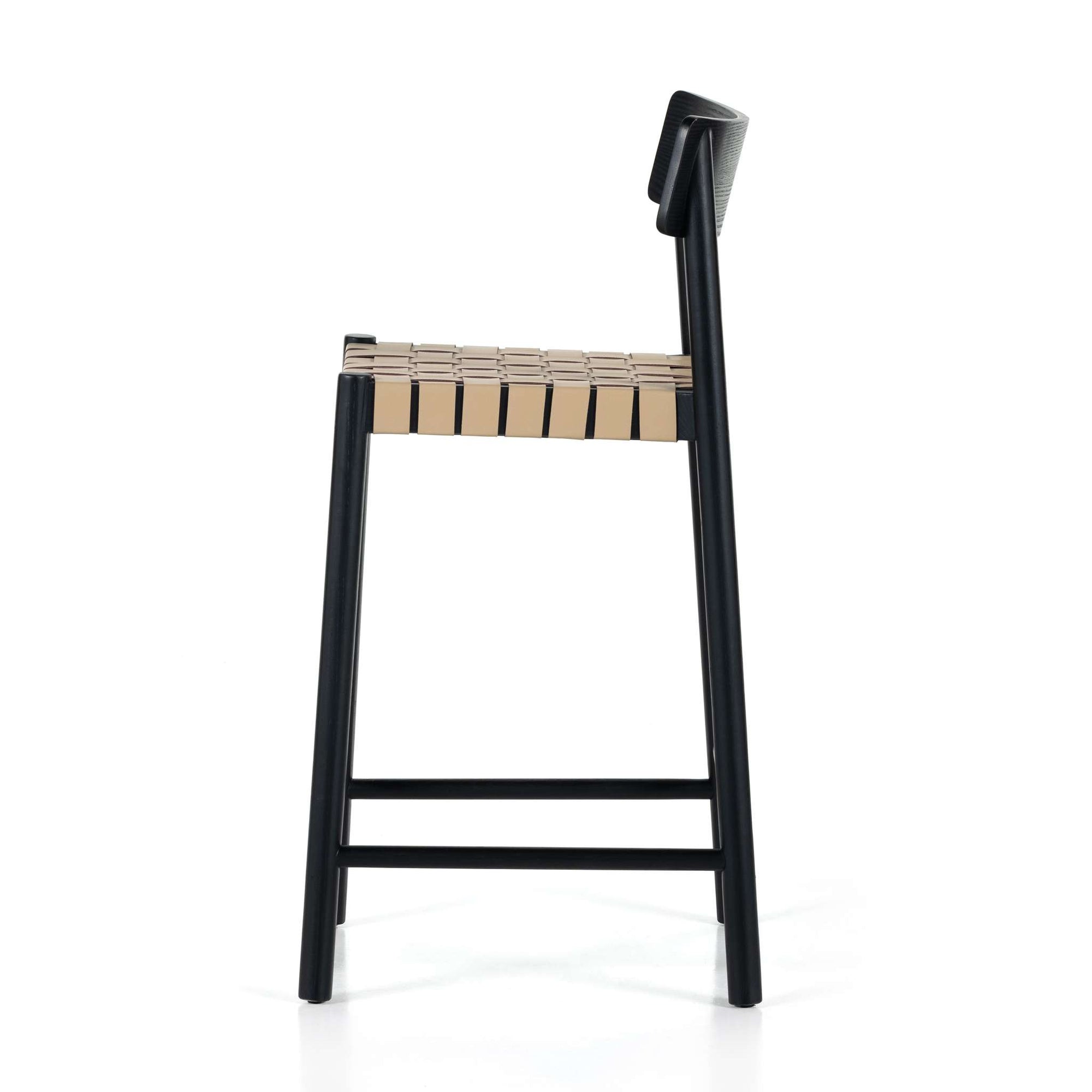 Heisler Stool-Almond Leathr Blnd-Counter